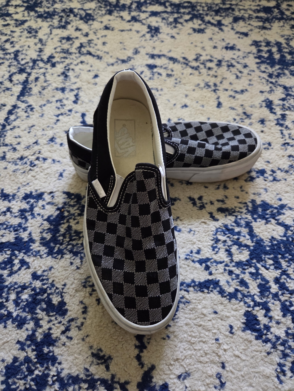 Vans Checkerboard Slip-On Loafers in Black and White